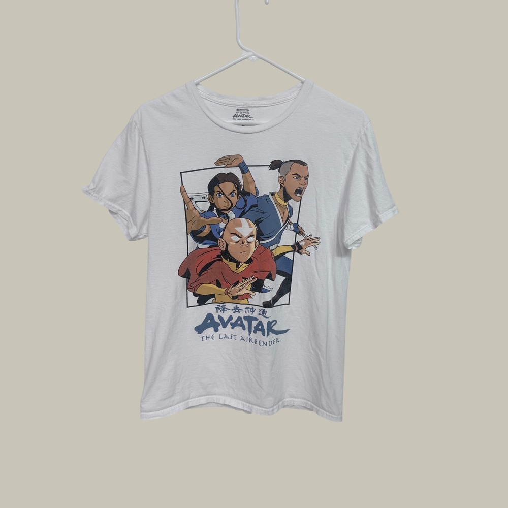 Nickelodeon Avatar The Last Airbender White Graphic T-Shirt Aang Katara Sokka M